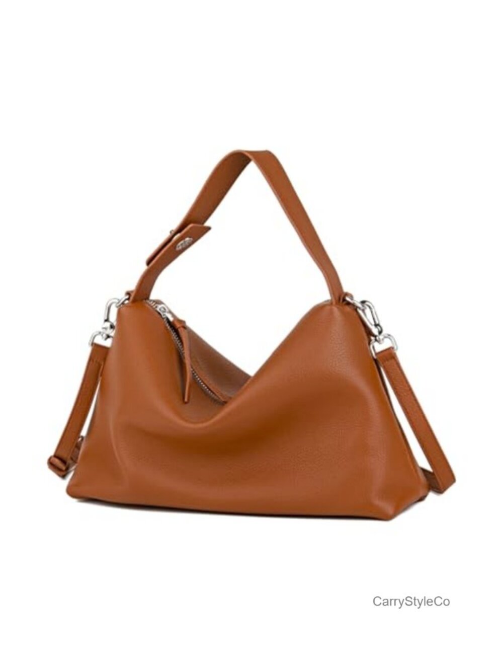 Full Grained Leather Crossbody Hobo Shoulder Bag Handmade Stitching
